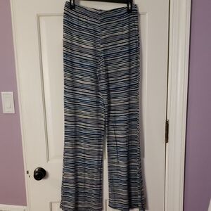 Philosophy Blue and White Striped Wide Leg Pants